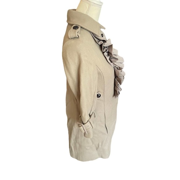 Anthropologie Manoush Womens Button Front Ruffle Wool Coat Jacket Size 2 Gray - Picture 4 of 9